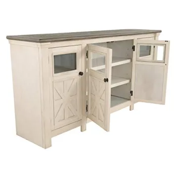 Two Tone Farmhouse TV Stand Ideal for Modern Living Rooms