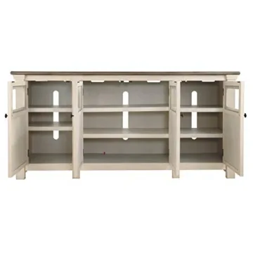 Two Tone Farmhouse TV Stand Ideal for Modern Living Rooms