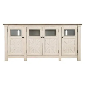 Two Tone Farmhouse TV Stand Ideal for Modern Living Rooms
