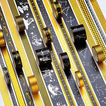 Hwook Gold Foil Washi Tape Set - 30 Rolls Decorative Masking Washi Tapes for Bullet Journal, Scrapbo...