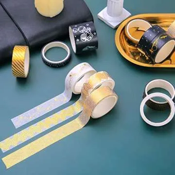 Hwook Gold Foil Washi Tape Set for Creative Projects