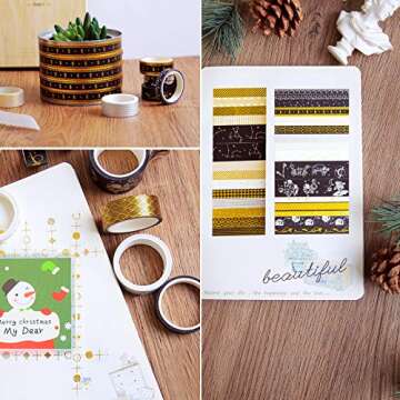 Hwook Gold Foil Washi Tape Set for Creative Projects