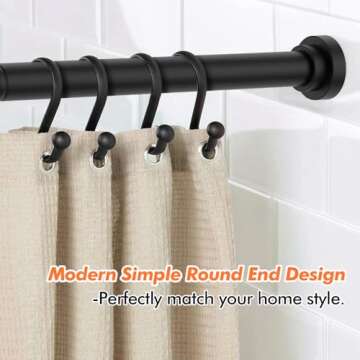 Shower Curtain Rod 31-80 in Adjustable Curtain Rod No Drilling Black Tension Shower Rod Stainless Steel for Bathroom Room Divider