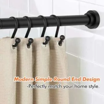 Shower Curtain Rod 31-80 in Adjustable Curtain Rod No Drilling Black Tension Shower Rod Stainless Steel for Bathroom Room Divider