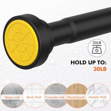 Shower Curtain Rod 31-80 in Adjustable Curtain Rod No Drilling Black Tension Shower Rod Stainless Steel for Bathroom Room Divider