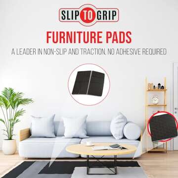 SlipToGrip Non Slip Furniture Gripper Pads | Non Skid Surface Pads Stop Sliding | Pre-Scored Multi P...