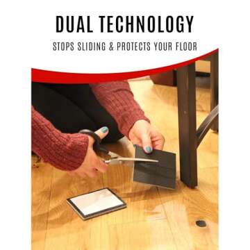 SlipToGrip Non Slip Furniture Gripper Pads | Non Skid Surface Pads Stop Sliding | Pre-Scored Multi Pack with 3/8" Felt Core (8 Pads) | Create Custom Sizes 4", 2", 1" | Anti Slip Rubber Protects Floors