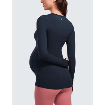 CRZ YOGA Womens Butterluxe Long Sleeve Maternity Tops Crewneck Pregnancy Basic Shirts Soft Athletic ...