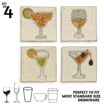 Folkulture Boho Coasters and Cocktail Picks - Chic Table Decor