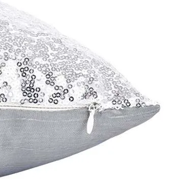 Ushinemi Sequin Throw Pillow Cases, Silver Glitter Square Throw Pillow Covers, Throw Pillow Cover fo...