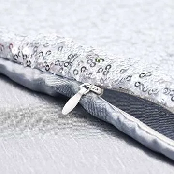 Ushinemi Silver Glitter Throw Pillow Covers, Set of 2