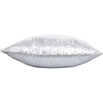 Ushinemi Silver Glitter Throw Pillow Covers, Set of 2