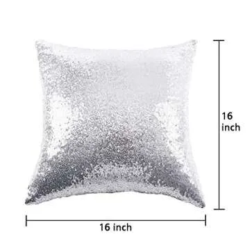 Ushinemi Silver Glitter Throw Pillow Covers, Set of 2