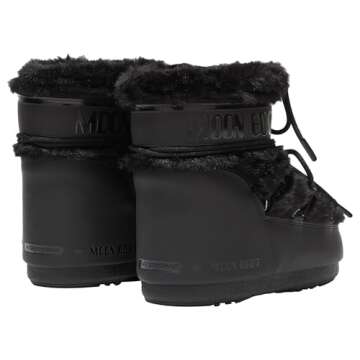Moon Boot Icon Low Faux Fur Slip On Unisex Snow Boots, M4.5-6, W5.5-7, Black