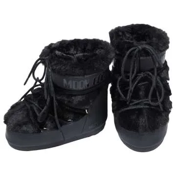 Moon Boot Icon Low Faux Fur Slip On Unisex Snow Boots, M4.5-6, W5.5-7, Black