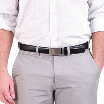 Mission Belt Men's Ratchet Belt - Adjustable Black Leather, Size Large (36-38)