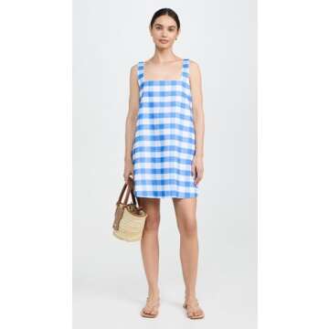 Rhode Women's Kiera Dress, Toulouse Gingham Grande, Blue, Plaid, 10