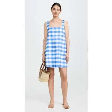 Rhode Women's Kiera Dress, Toulouse Gingham Grande, Blue, Plaid, 10