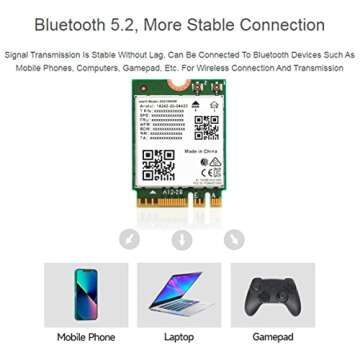 Wireless AX210 NIC, Gigabit Tri-Band Wi-Fi 6E, 802.11AX Standard, Bluetooth 5.2, AX210 NGW WiFi Card, MU-MIMO NGFF (M.2 A/E Key) Interface,Support Linux, Windows 10/8.1/8/7