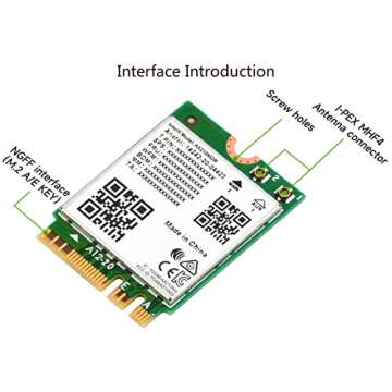 Wireless AX210 NIC, Gigabit Tri-Band Wi-Fi 6E, 802.11AX Standard, Bluetooth 5.2, AX210 NGW WiFi Card, MU-MIMO NGFF (M.2 A/E Key) Interface,Support Linux, Windows 10/8.1/8/7
