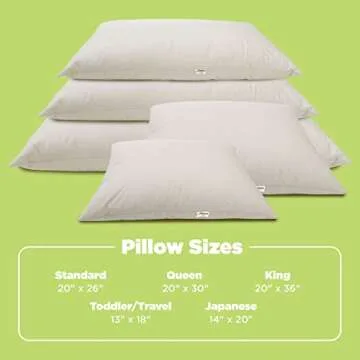 Kapok King Bed Pillow - 20" x 36" - Organic Cotton, Vegan, Premium Quality - Made in USA - Neck Bed Body Floor Cushion Insert Couch Throw Bolster - Organic Eco Friendly Fabric and Fill