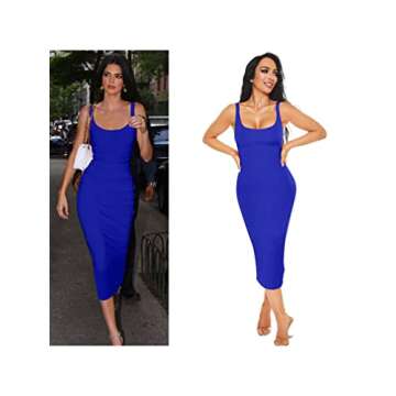 Stylish Blue Sleeveless Tank Bodycon Dress for Women