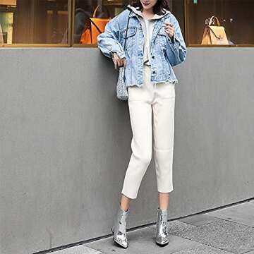 Flerivva Women's Pointed Toe Sparkle Ankle Boots