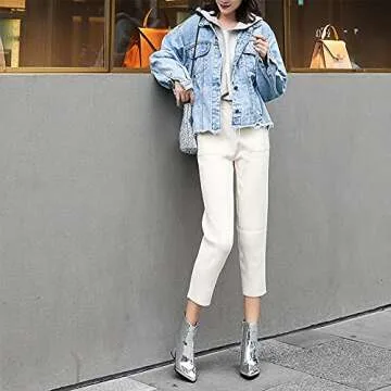 Flerivva Women's Pointed Toe Sparkle Ankle Boots