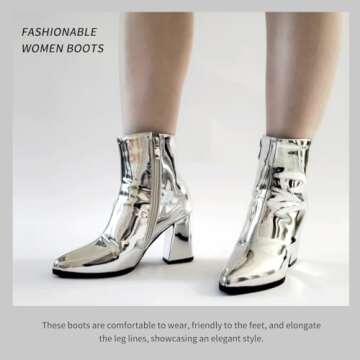 Flerivva Women's Pointed Toe Sparkle Ankle Boots