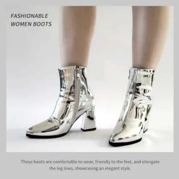 Flerivva Women's Pointed Toe Sparkle Ankle Boots