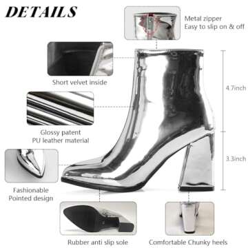 Flerivva Women's Pointed Toe Sparkle Ankle Boots