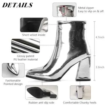 Flerivva Women's Pointed Toe Sparkle Ankle Boots