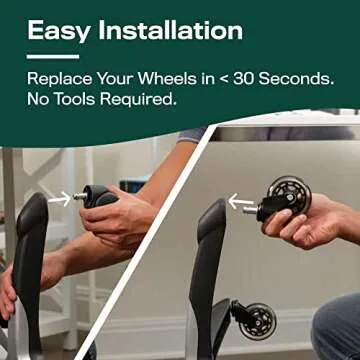 Rollerblade Office Chair Wheels - Smooth & Quiet Casters