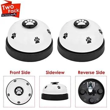 SlowTon Dog Doorbells, 2 Pack Metal Bell Dog Training with Non Skid Rubber Bottoms Dog Door Bell for Potty Training Clear Ring Pet Tool Communication Device for Small Dogs Cats (White+White)