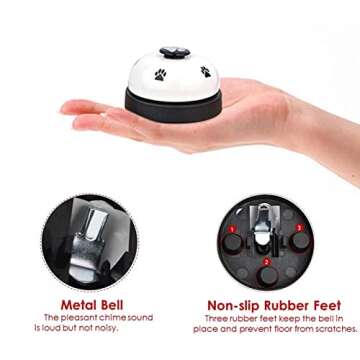 SlowTon Dog Doorbells, 2 Pack Metal Bell Dog Training with Non Skid Rubber Bottoms Dog Door Bell for Potty Training Clear Ring Pet Tool Communication Device for Small Dogs Cats (White+White)