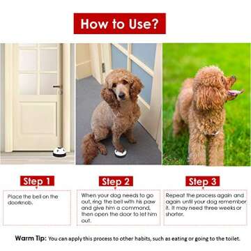 SlowTon Dog Doorbells, 2 Pack Metal Bell Dog Training with Non Skid Rubber Bottoms Dog Door Bell for Potty Training Clear Ring Pet Tool Communication Device for Small Dogs Cats (White+White)