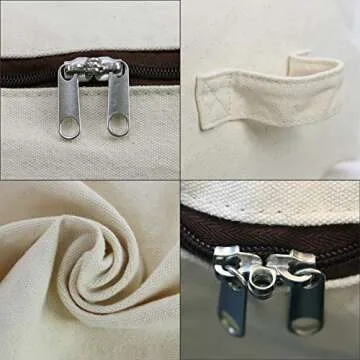 2PCS Canvas Storage Bag, 12OZ Thick Soft Breathable Closet Organizer for Beddings, Comforters, Pillows, Blankets, Clothes, 25.6×18.5×8.7inch, Beige