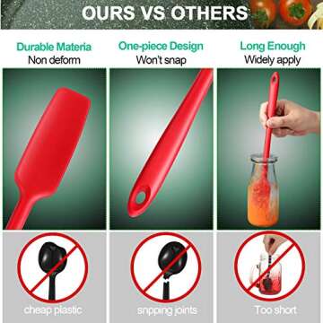 Long Handle Silicone Jar Spatula for Cooking and Baking