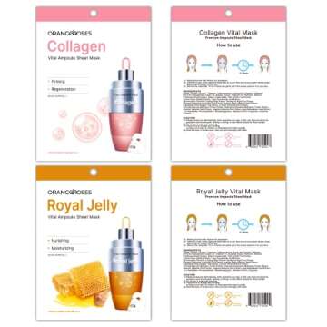 【Orangeroses】 100 Pcs Combo Pack, Premium Korean Essence Facial Mask Sheet (10 Types x 10 pcs)