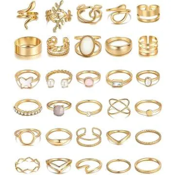 Vintage Gold Knuckle Rings Set - 30 Piece Boho Collection