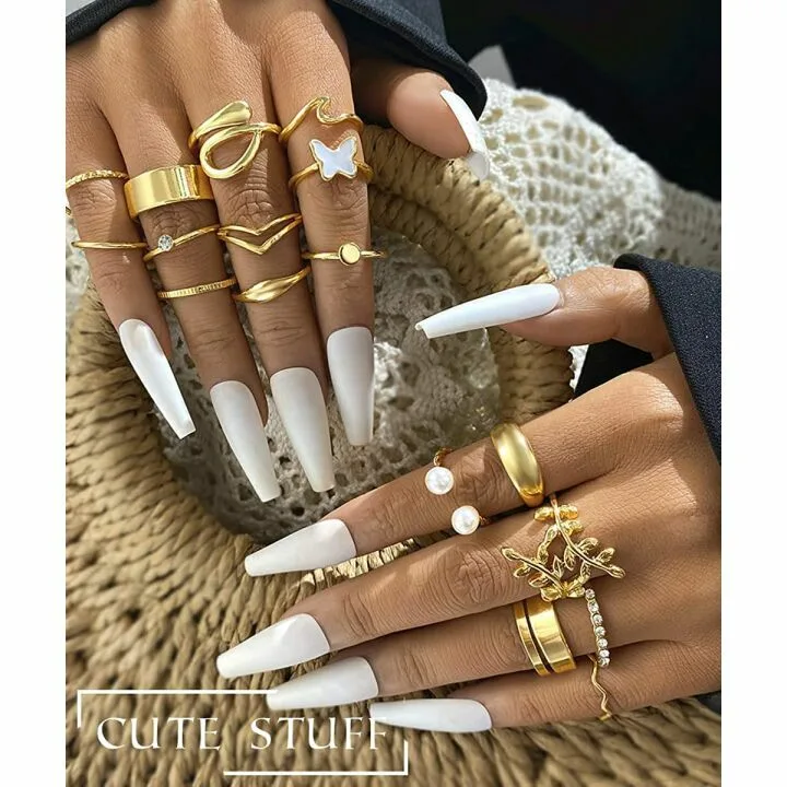 Vintage Gold Knuckle Rings Set - 30 Piece Boho Collection