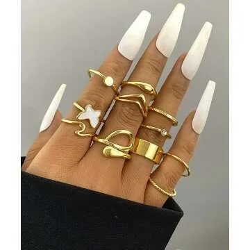 Vintage Gold Knuckle Rings Set - 30 Piece Boho Collection