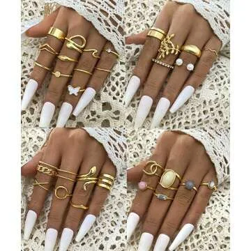 Vintage Gold Knuckle Rings Set - 30 Piece Boho Collection