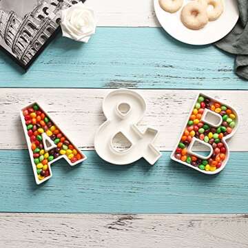 Coffeezone Ceramic Small Letter Dish & Plates for Candy/Nuts Ideas, Wedding Party Decor (Letter S)