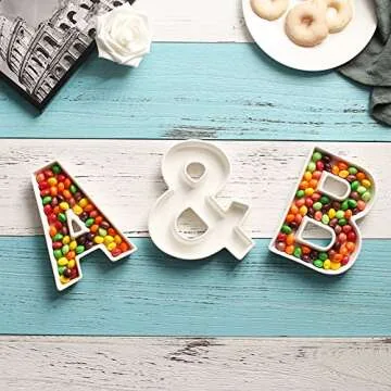 Coffeezone Ceramic Small Letter Dish & Plates for Candy/Nuts Ideas, Wedding Party Decor (Letter S)