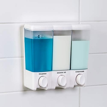 Stylish 3-Chamber Shower Dispenser for Organized Bathrooms