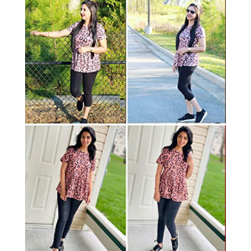 Hibluco Women's Summer Floral Print Tunic Blouse