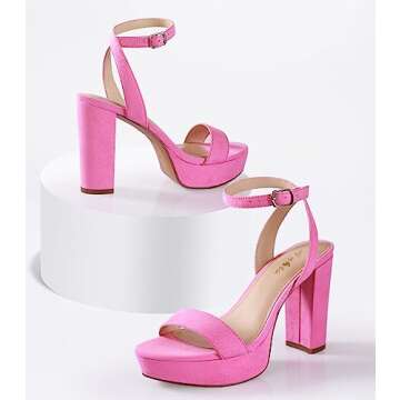 Ankis Platform Heels for Women 4 Inches Chunky Heels Sandals for Women Comfy Open Toe Block Heeled S...