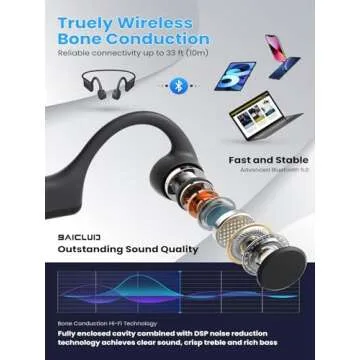 BAICLUD Bone Conduction Headphones for Sports and Outdoors