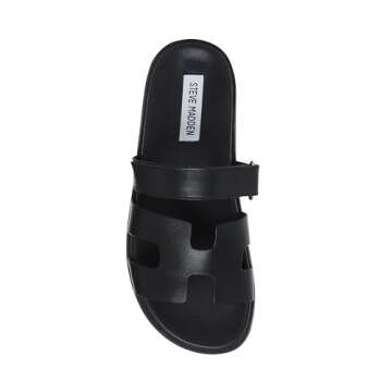 Steve Madden Women's Mayven Slide Sandal in Black Leather